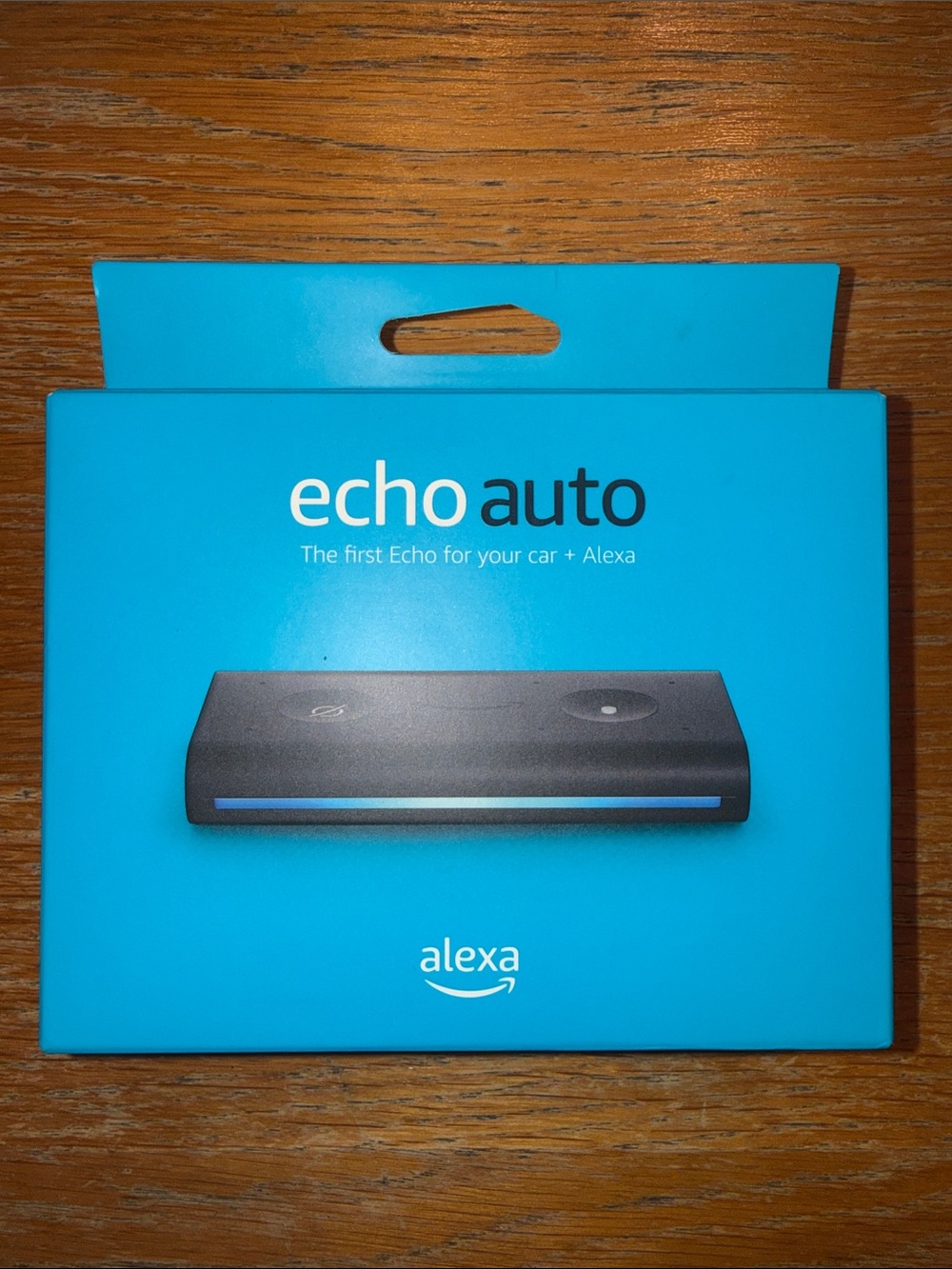Amazon Echo Auto Blue Box with Black Device Image